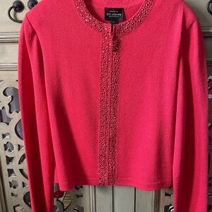 St. John Vibrant Red Beaded Jacket